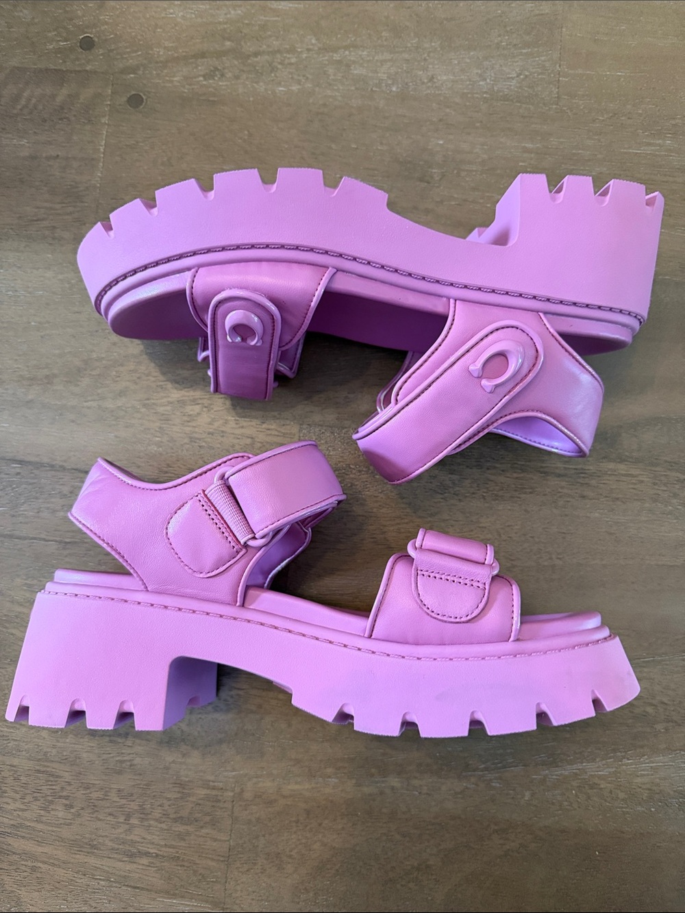 COACH Brynn Pink Platform Double Strap Sandals NWOB Size 8